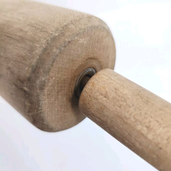 Vintage Rolling Pin Solid Wood Rustic Farmhouse Kitchen Decor Cottagecore 16.75" - Picture 3 of 11